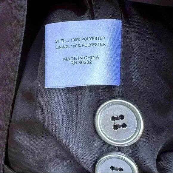 Giacca button down, Belted Trench Jacket Mid Length rain, resistant, Size LARGE - Picture 4 of 4